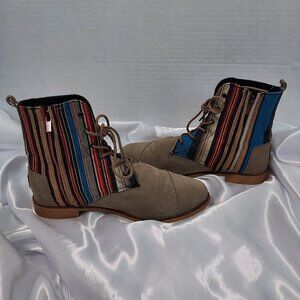 Toms  Alboot Multicolor Striped Ankle Boots Size 10